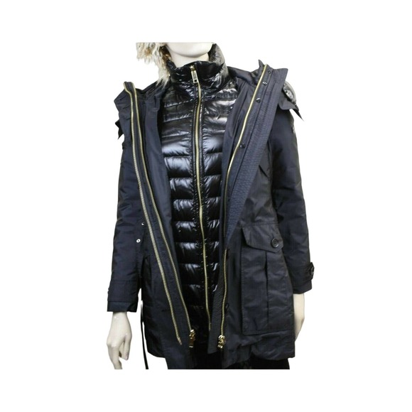 $1390 BURBERRY CHEVRINGTON 3-in-1 BLACK HOODED DOWN PARKA COAT